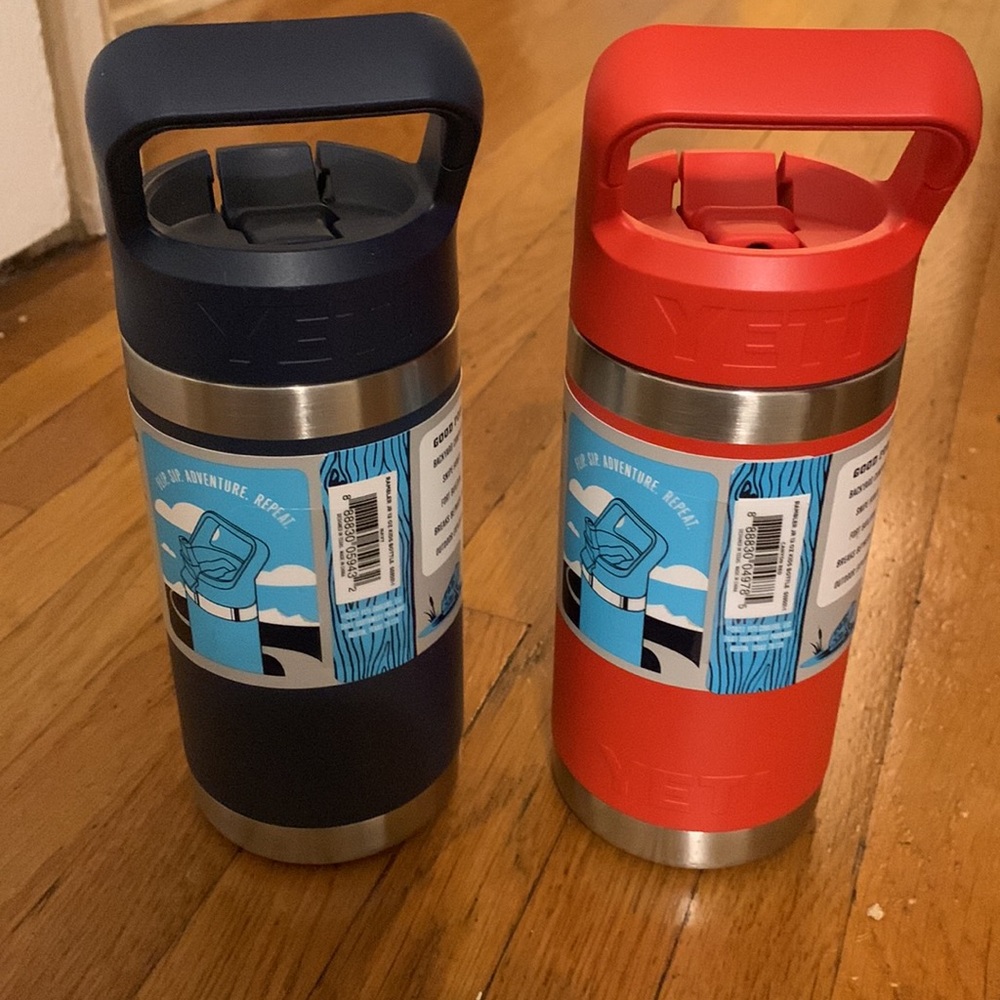 Lot of 2: YETI RAMBLER JR. 12 OZ KIDS WATER BOTTLES - Blue & Red - Picture 2 of 6